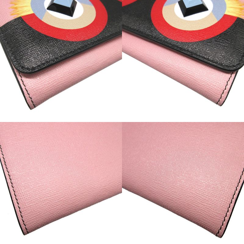 Fendi 8 M0251 Continental Wallet Monster Leather Pink Bifold Long 1555 — view 7