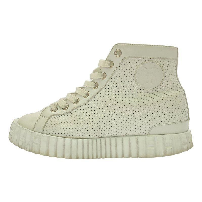 Hermes Climbing Perforated Leather High-cut Sneakers 35 White — view 2