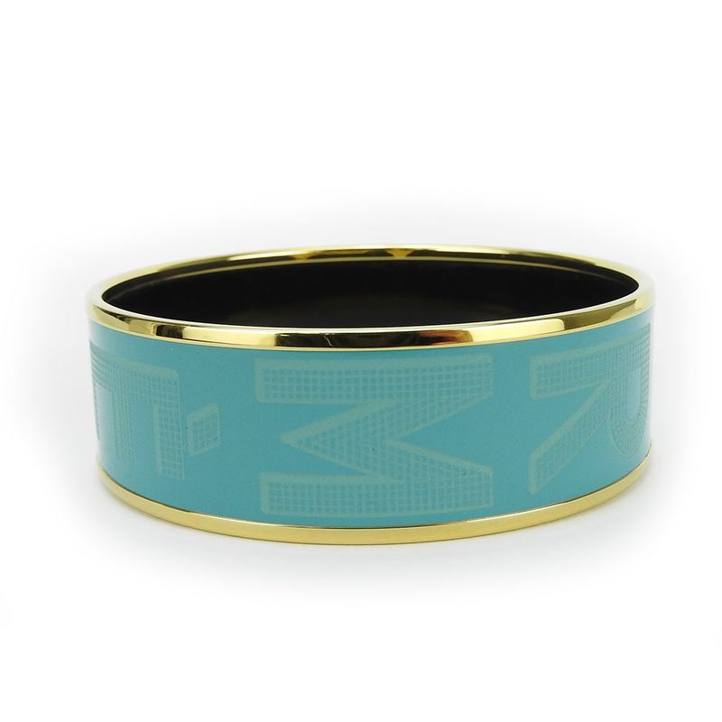 Hermes Bangle Emile GM Metal Cloisonne Light Blue Gold Hardware Logo Accessories — view 4