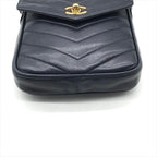 Chanel CC Logo Turnlock Chez Blanc Lambskin Shoulder Bag Navyware — view 3
