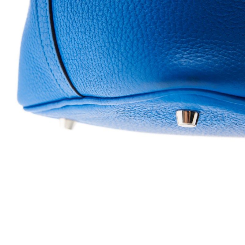 Hermes Picotin Lock MM Handbag Taurillon Clemence Blue Indra — view 9