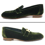 Hermes Moccasins Paris Velours 36.5 Green and Gold Hardware — view 2