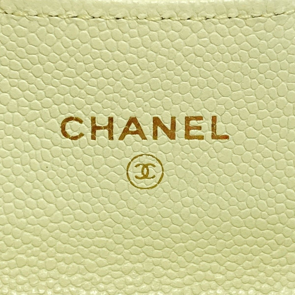 Chanel Quilted Classic Flap Card Case Ap0214 Light Yellow Caviar Leather — view 5