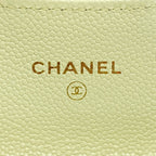 Chanel Quilted Classic Flap Card Case Ap0214 Light Yellow Caviar Leather — view 5