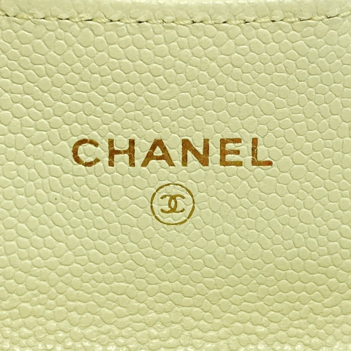 Chanel Quilted Classic Flap Card Case Ap0214 Light Yellow Caviar Leather — view 5