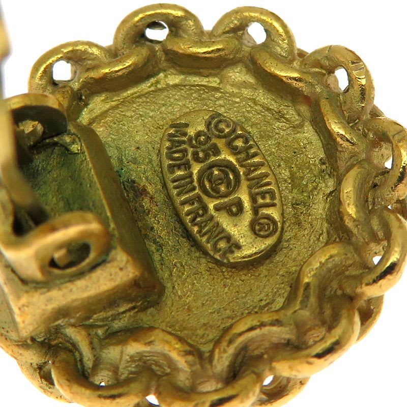 Chanel Vintage Guilloche Gold-Tone Earrings — view 6