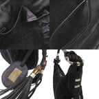 Gucci GG Logo Fringe Bamboo One Shoulder Bag Horsebit Hobo Nylon Leather — view 6