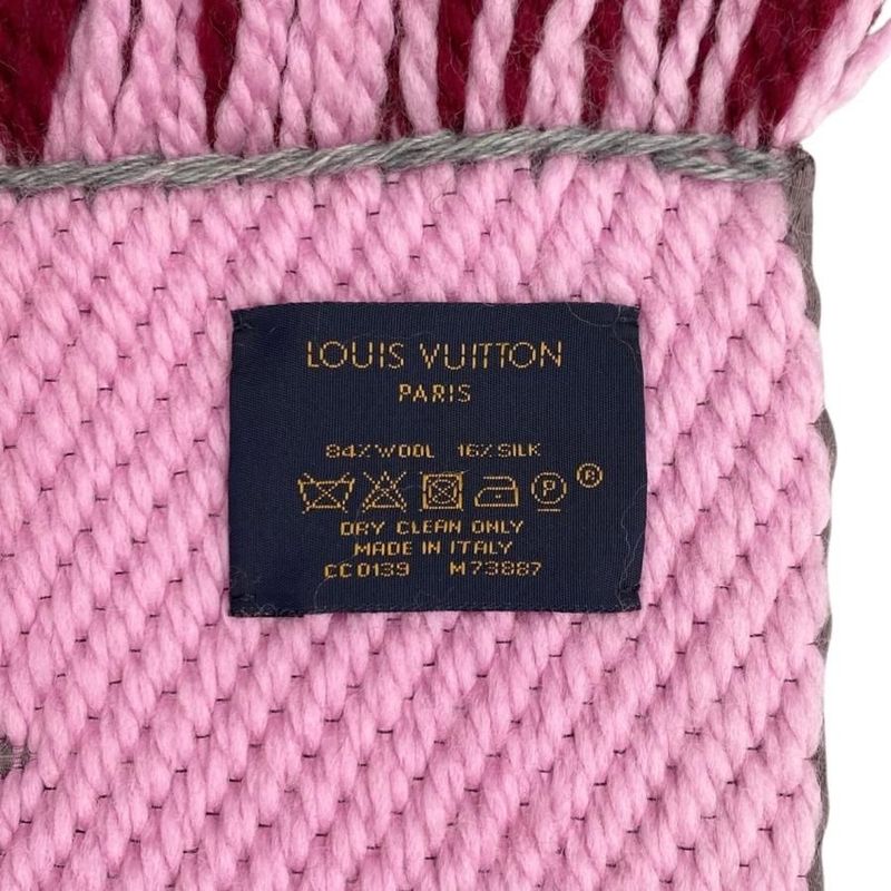 Louis Vuitton Scarf Echarpe Logomania Duo Monogram Wool Silk Wine Red — view 8