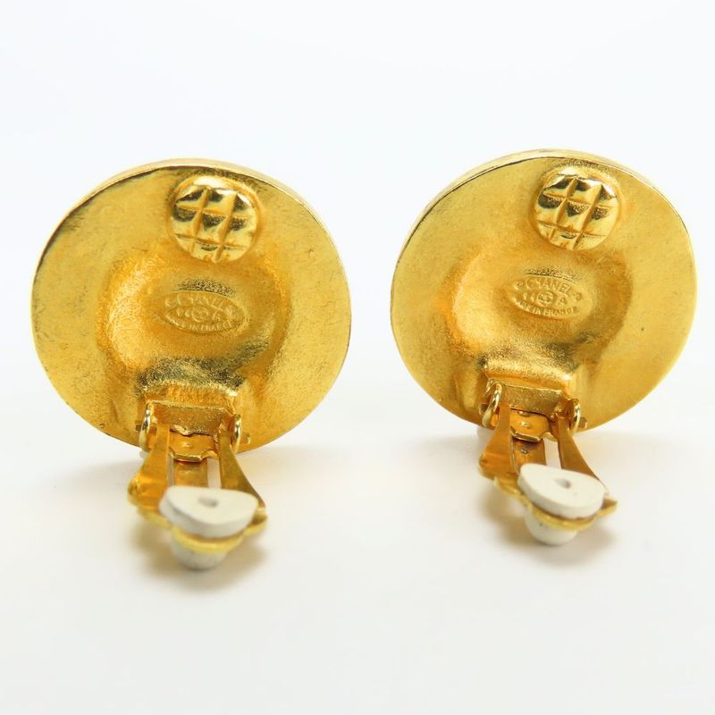 Chanel Earrings Coco Mark Metal Gold Plated Accessories 94 — view 4