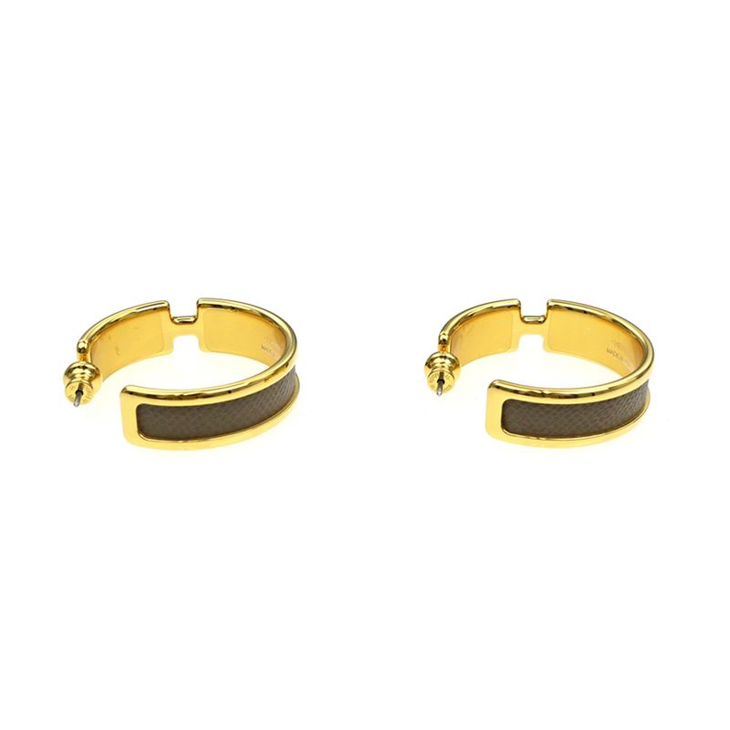 Hermes Earrings Olympe Etoupe Gold Hardware Brown Pair Of Accessories — view 6