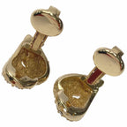 Christian Dior Heart Motif Rhinestone Gold GP Earrings — view 4