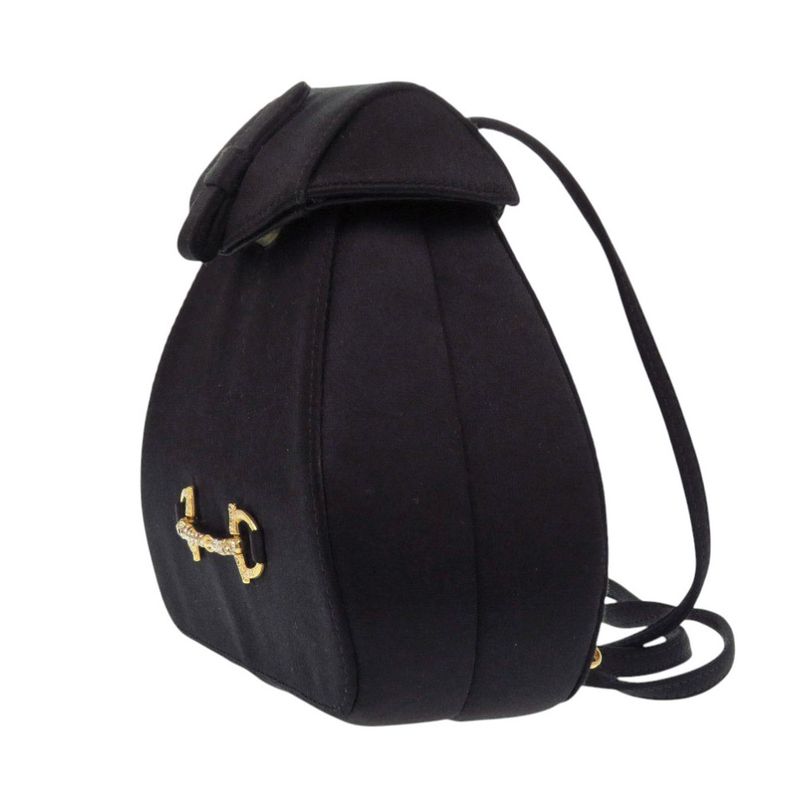 Gucci Horsebit Backpack Satin Rhinestone Black Mini Bag 0837 — view 4