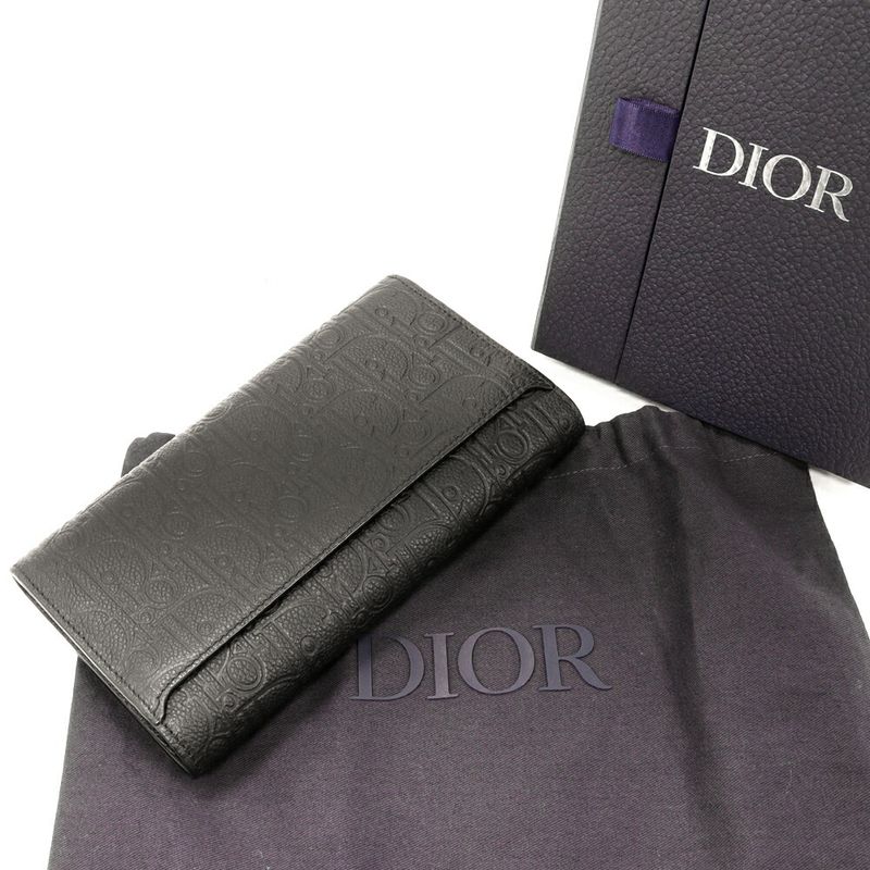 Christian Dior Zipper Long Wallet With Change Pocket Gravity Leather — view 3