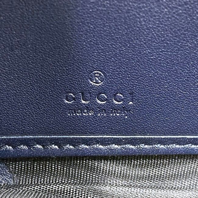 Gucci Round Zipper Long Wallet Navy Striped Line — view 9