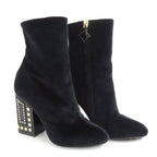 Louis Vuitton Century Line Ankle Boots Short Velvet Block Heel Studs — view 2
