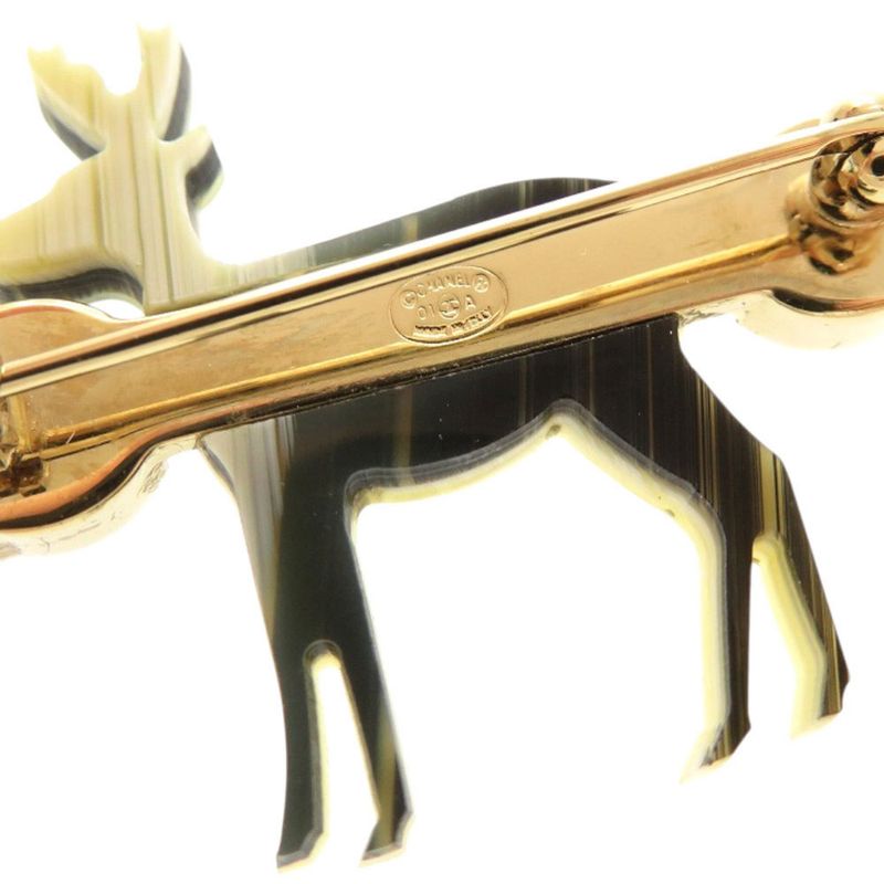 Chanel Reindeer Motif Coco Mark Metal Beige Pink Brooch 0476 — view 7