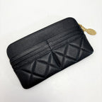 Chanel Coco Mark Quilted Pouch Black Caviar Leather Charm Clutch Bag — view 2