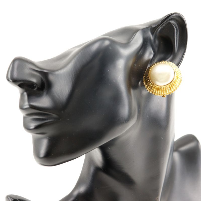 Chanel Vintage Gold Plated and Faux Pearl 29.8 g Earrings — view 3