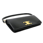 Celine Triomphe Trapeze 2-Way Shoulder Clutch Bag Leather Black Gold Hardware — view 3