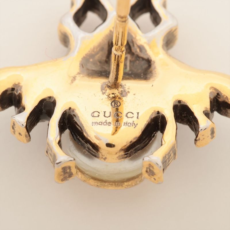 Gucci Interlocking G Bee Earrings GP Rhinestone Faux Pearl — view 6
