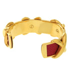 Hermes Cross Metal Leather Red Gold Hardware Bangle Accessories 0371 — view 3