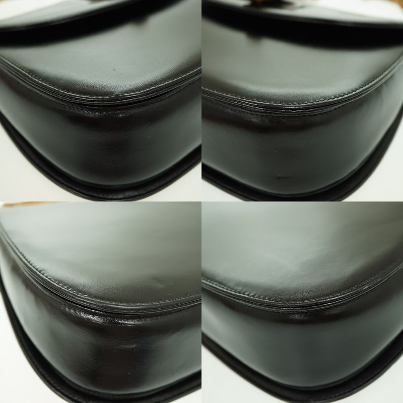Gucci Bamboo Shoulder Hand Bag Leather Black With Strap 1294 — view 7