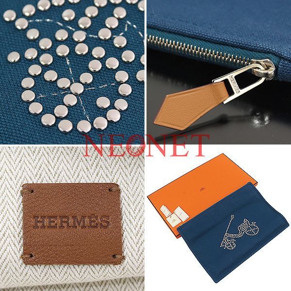 Hermes Voiture Petit Duc Cotton Design Pouch Accessories Pochette — view 5