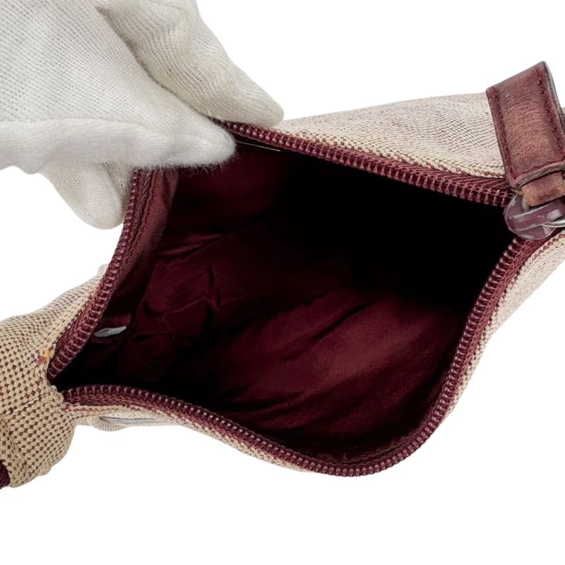 Prada Accessory Pouch Mini Handbag Ivory Wine Red Canvas — view 8