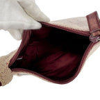 Prada Accessory Pouch Mini Handbag Ivory Wine Red Canvas — view 8