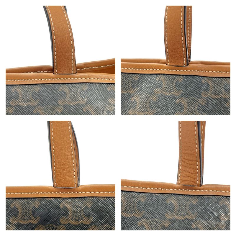 Celine Triomphe Canvas Medium Cabas Shoulder Bag Brown — view 7