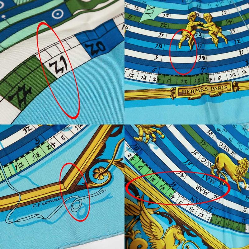 Hermes Carre 90 Scarf DIES ET HORE Astrology 100% Silk Blue Cleaned — view 8