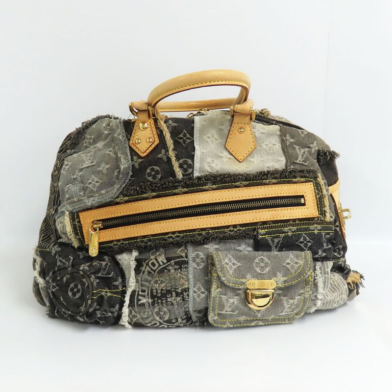 Louis Vuitton Bowery Monogram Denim Shoulder Tote Bag Gray — view 4