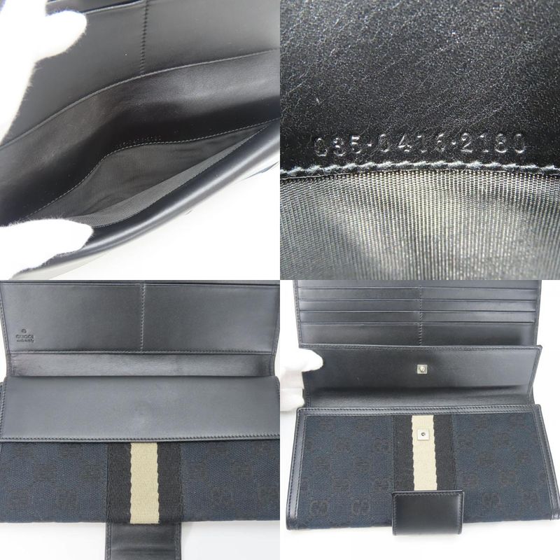 Gucci Long Wallet 035.0416.2180 Webline GG Canvas Black Fold Classic Women Men — view 7