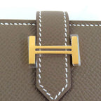 Hermes Bearn Mini Etoupe Vaux Epson Gold Hardware H Logo Wallet — view 8
