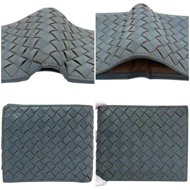 Bottega Veneta Fold Wallet Blue Intrecciato Leather — view 9
