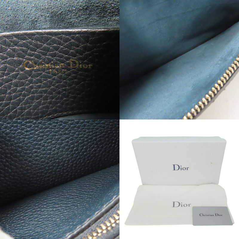 Christian Dior Pouch Bee Leather Navy Gold Hardware Multi Case Clutch — view 9