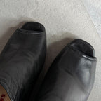 Prada Leather Wedge Sole Logo Booties 35 1 2 Short Boots Black — view 3