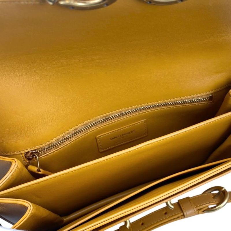 Saint Laurent Shoulder Bag Mayon Satchel Leather Orange Gold Hardware — view 9