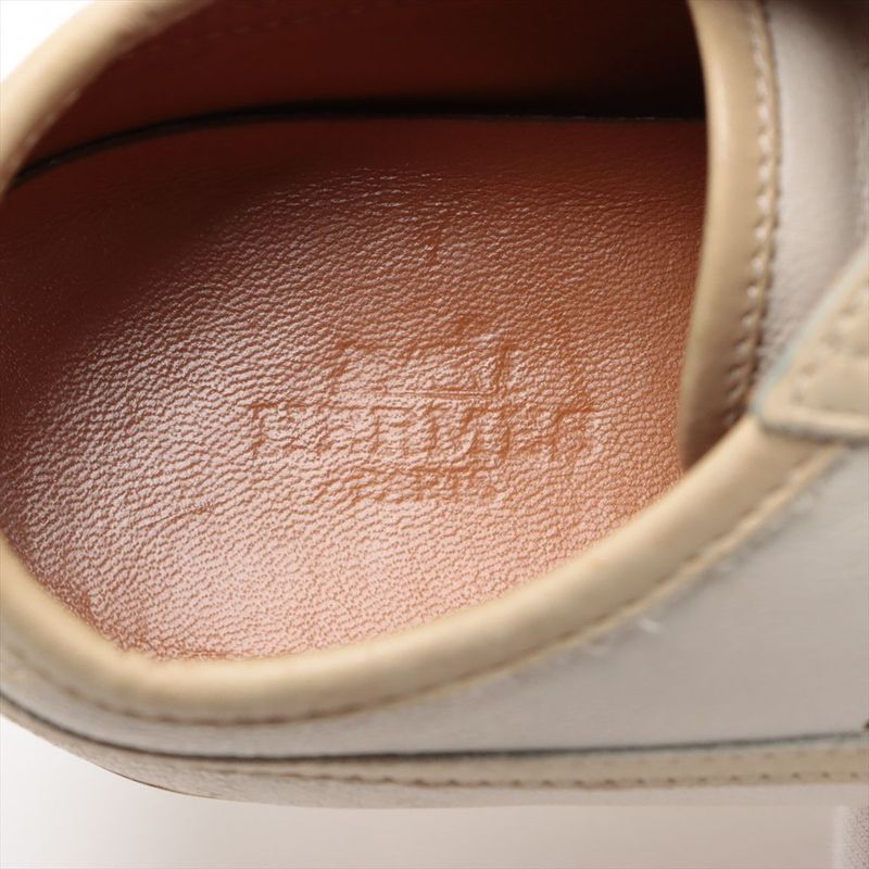 Hermes Leather Sneakers 35 White and Beige — view 9
