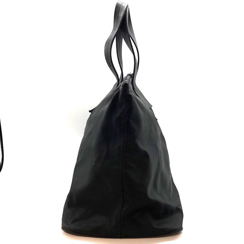 Prada Nylon Tote Handbag Triangle Plate Logo A4 Compartment Black Men — view 5