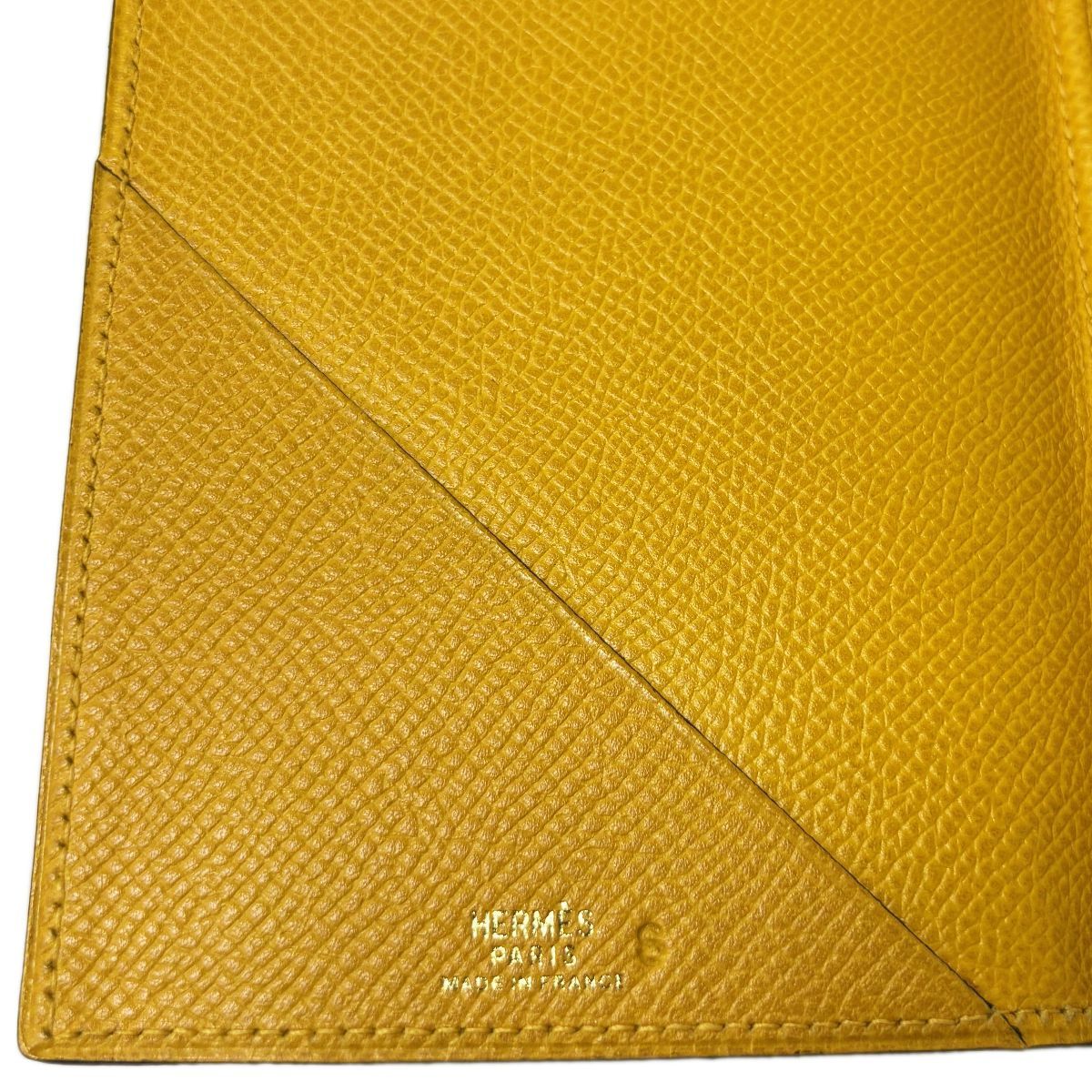 Hermes Notebook Cover Agenda Vision Calf Green Yellow with Initial — view 7
