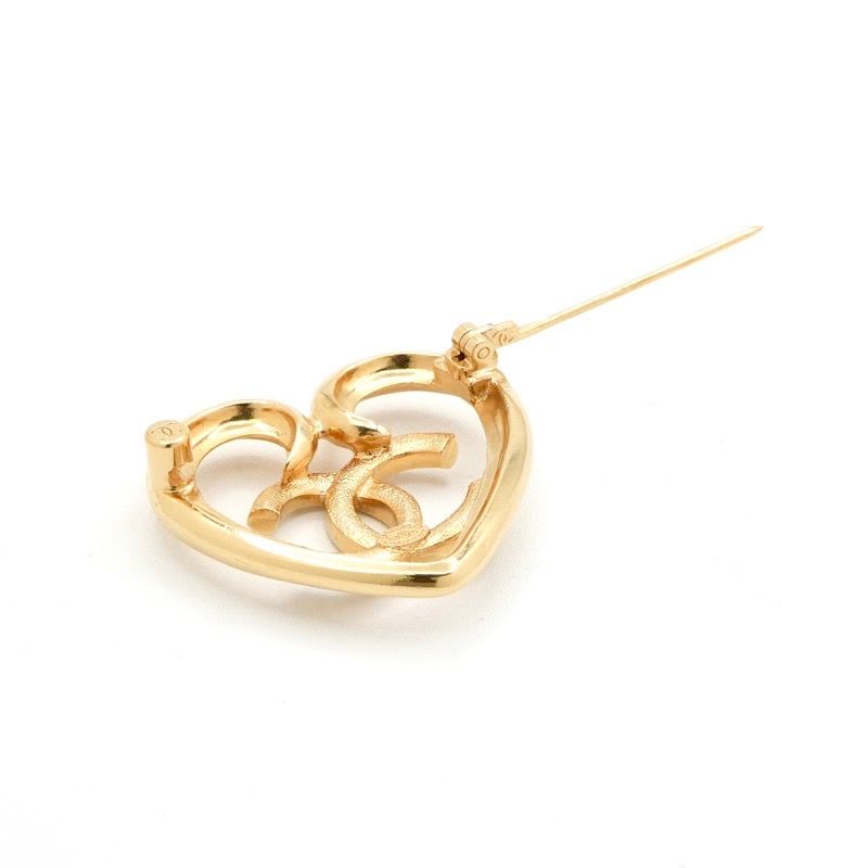 Chanel Brooch Corsage Gold Heart Rhinestone — view 5