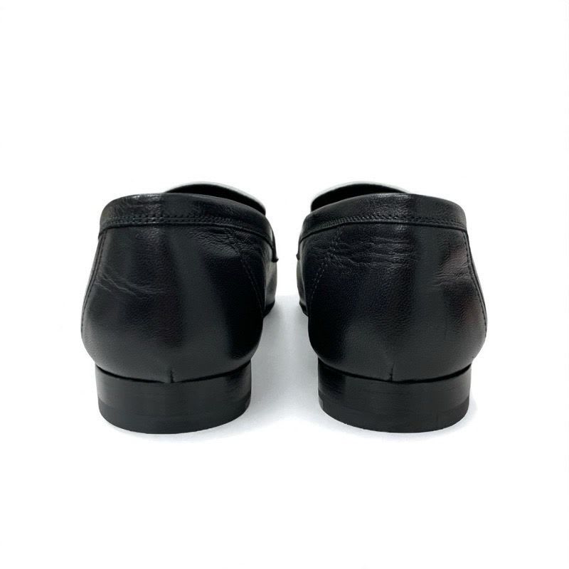 Hermes Royale Loafers Leather Shoes Black White Hhardware Fringe — view 5