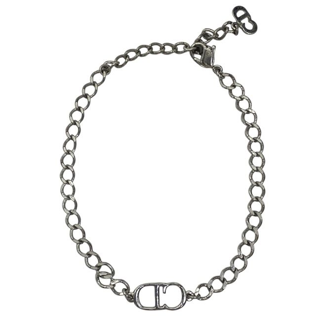 Christian Dior Chain Bracelet Bangle Accessories Jewelry CD Logo Metal Silver — view 3