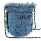 Chanel Ap2603 Denim Quilted Mini Bucket Chain Shoulder Bag — view 4