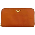 Prada Round Zipper Long Wallet Orange 1 Ml506 Saffiano — view 4