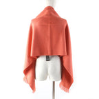 Hermes Grand Chevron 100% Cashmere Rose Blush Leather Scarf With Logo Patch — view 6