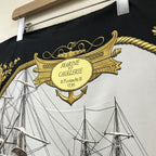 Hermes Carre 90 Marine Et Cavalerie Sea and Cavalry Large Scarf Black Multi All-over Print Silk — view 5