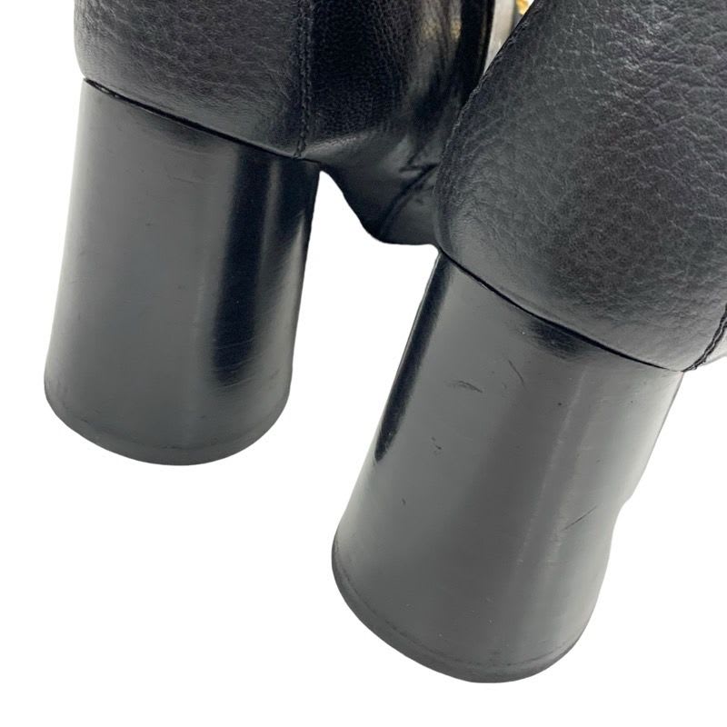 Gucci Boots Short Shoes Leather Black Gold Chain Belt — view 9