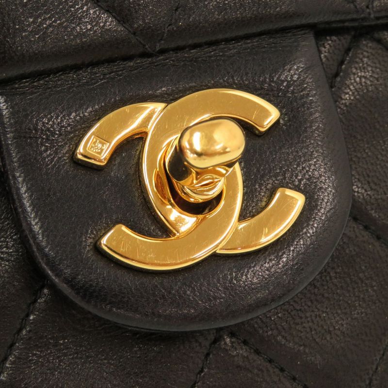 Chanel Mini Quilted Lambskin Leather Black 4 Gold Chain Shoulder Bag — view 6